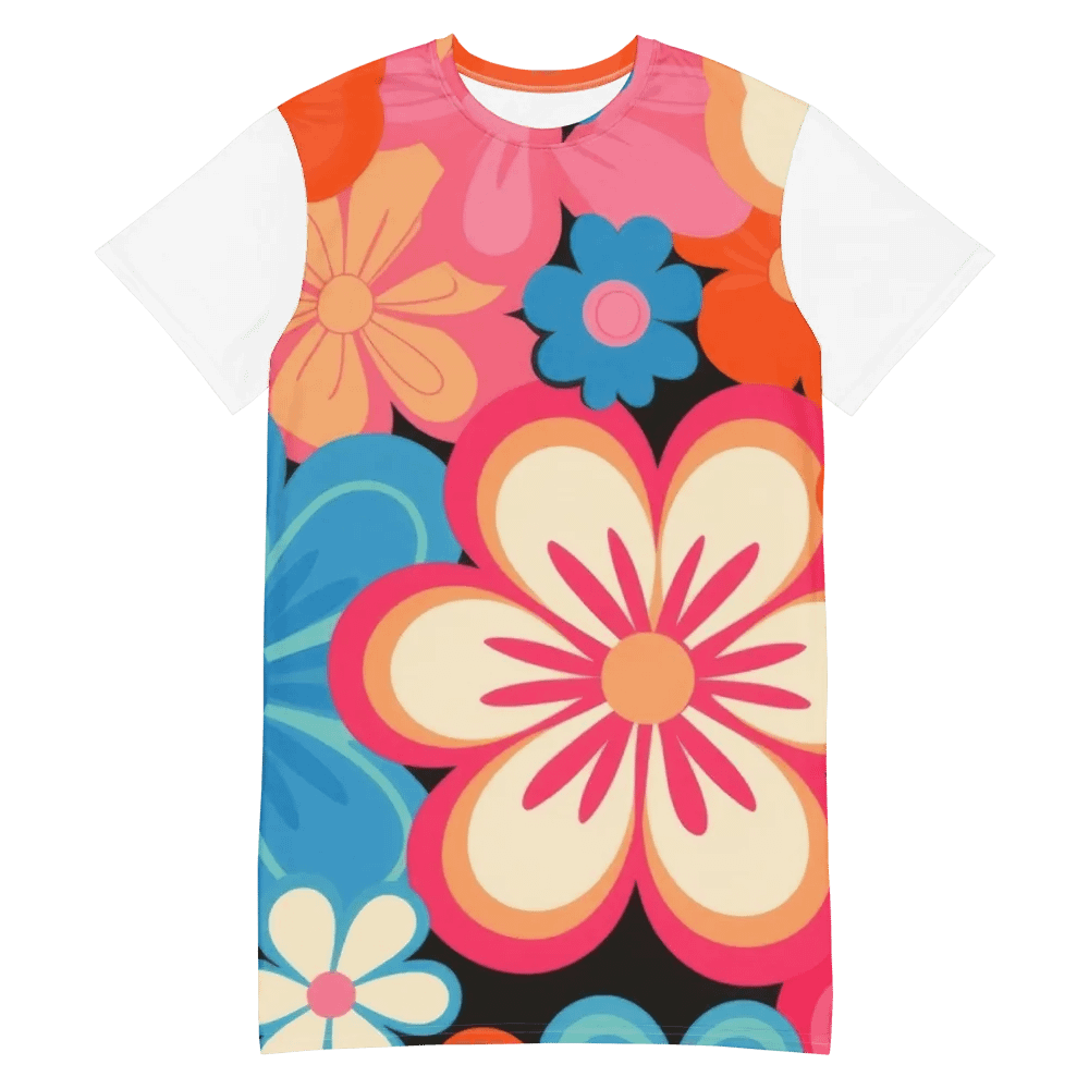 Retro Floral All-Over Print T-Shirt Dress product image (4)