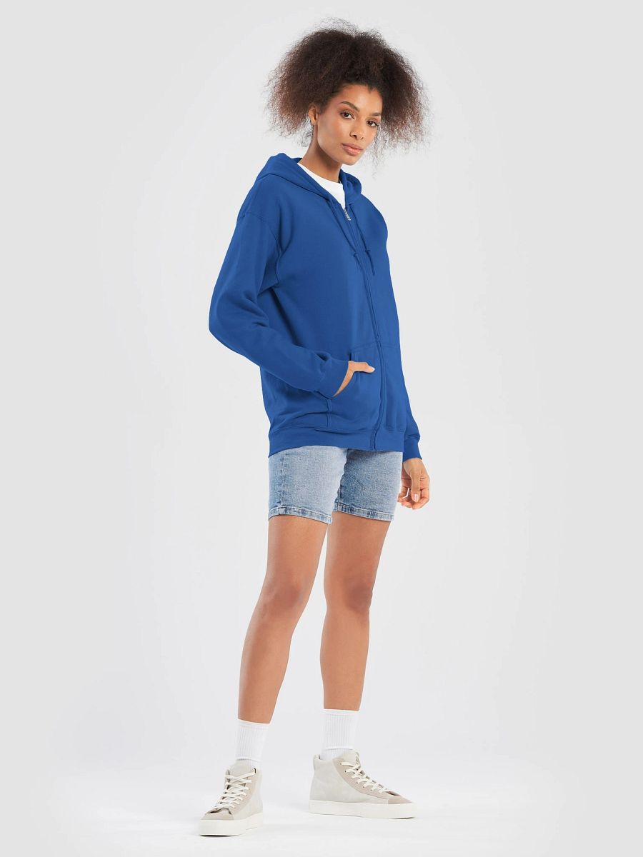 Plain Color Royal Blue Zip Hoodie product image (3)