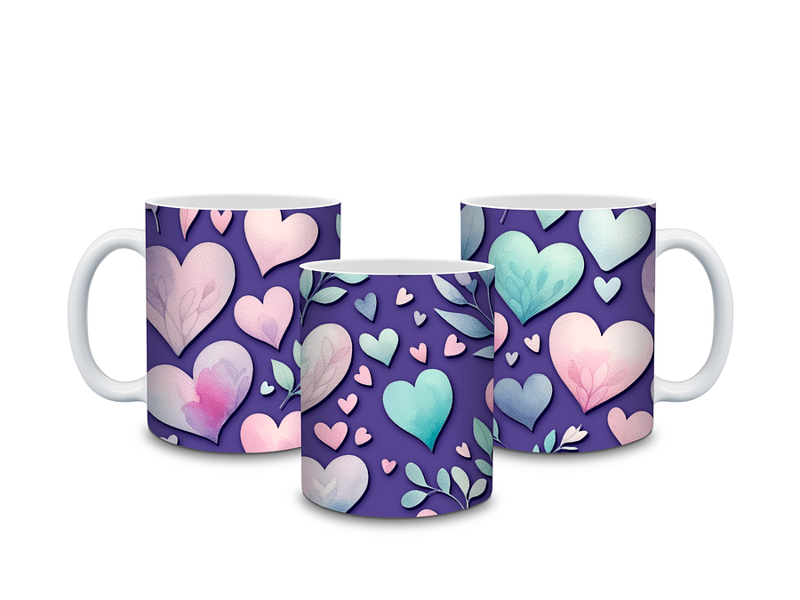 (Grape) Colorful Hearts 11oz Coffee Mug – Cute and Romantic Love-Themed Ceramic Cup – Perfect for Valentine's Day, Anniversaries, or Daily Use" product image (4)