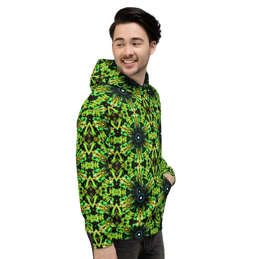 Abstract Repeating Neon Green Kaleidoscope Pattern Unisex Unisex All Over Print Hoodie product image (16)