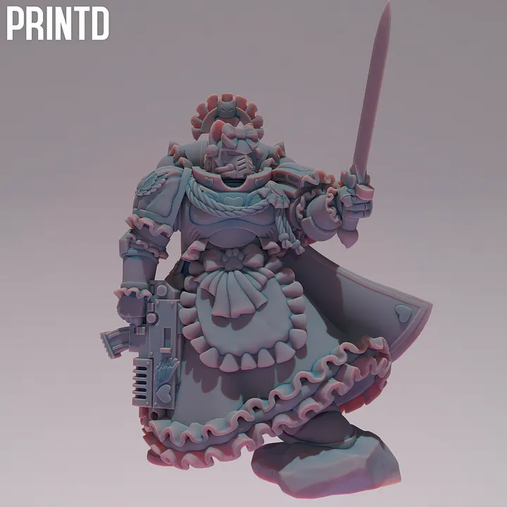 Maid Soldiers Leader Builder Kit - Grimdark Future Maid Space Warriors Multipart Resin Model Building Kit Meme Models product image (1)