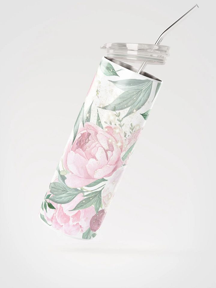 Sparkle in Style: Floral Glitter Stainless Steel Tumbler - Light Pink product image (2)