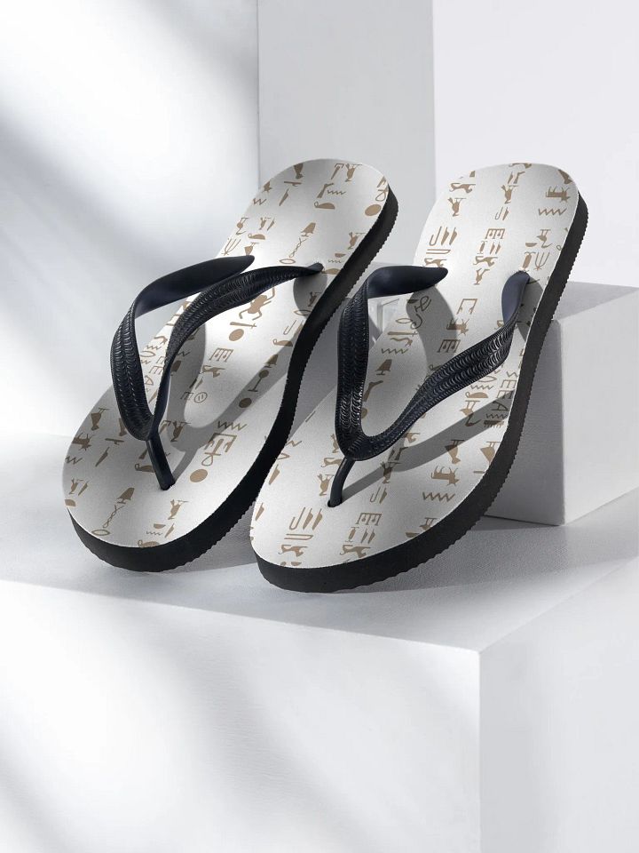 Isis Hieroglyphics White Flip-Flops Shoes product image (1)