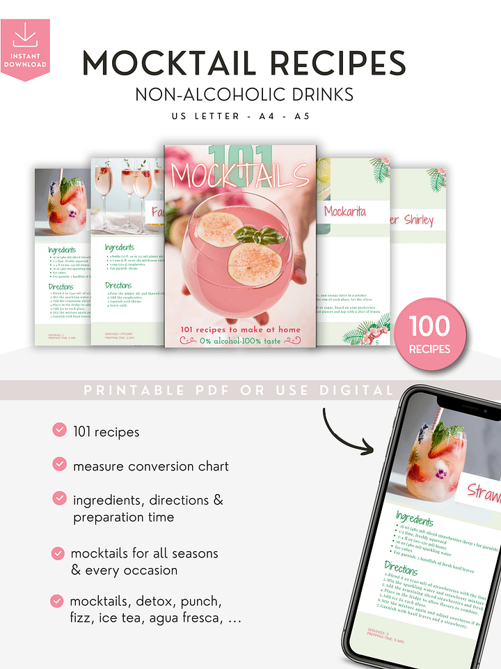 Mocktail Recipes 101 Non Alcoholic Drinks product image (1)