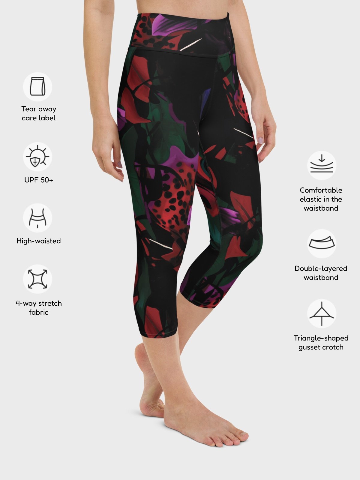 Capri Leggings "Blosoom At Midnight" Printed product image (3)