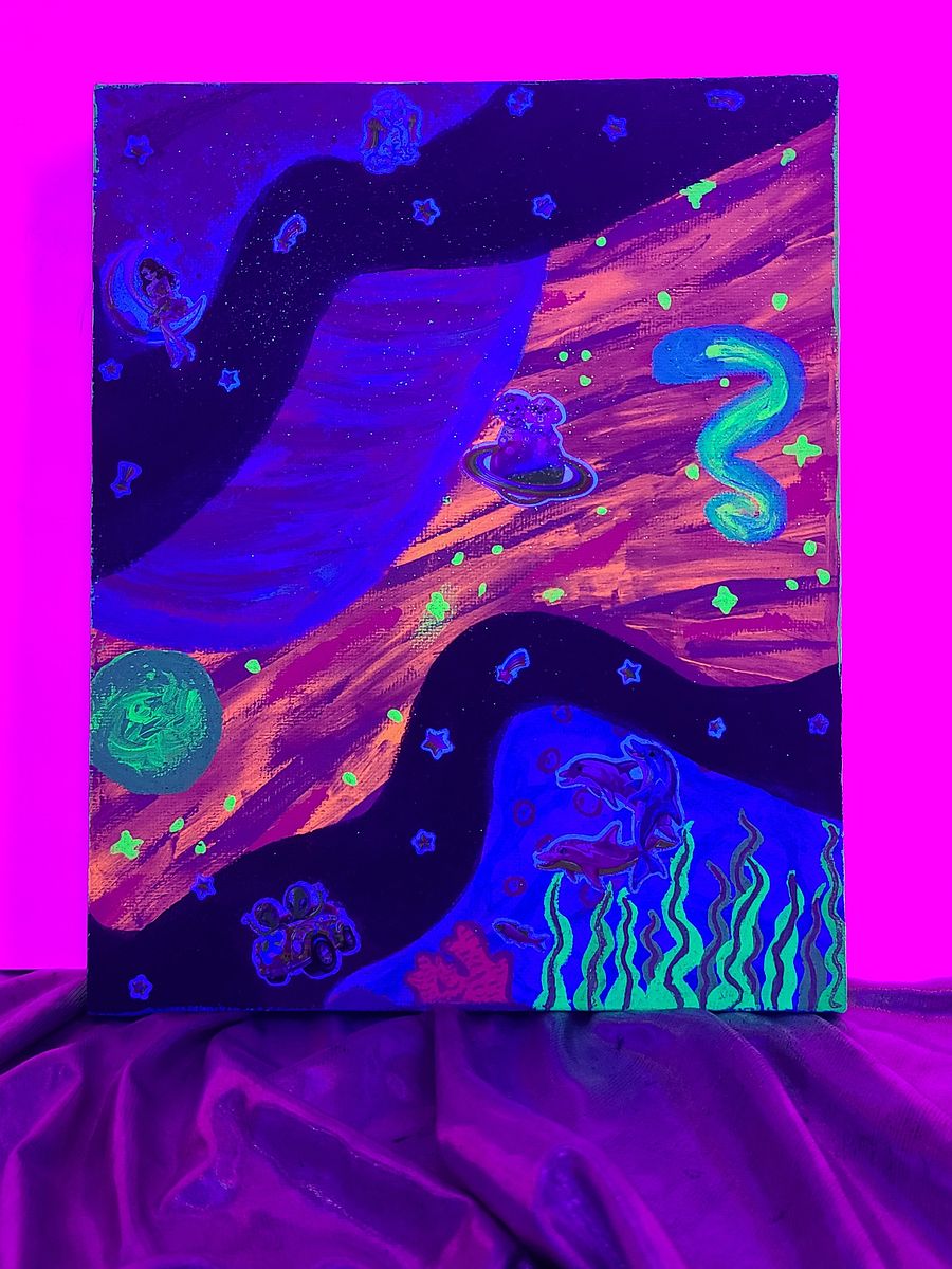 A Rip in the Lisa Frank Spacetime Continuum - painting on canvas product image (2)