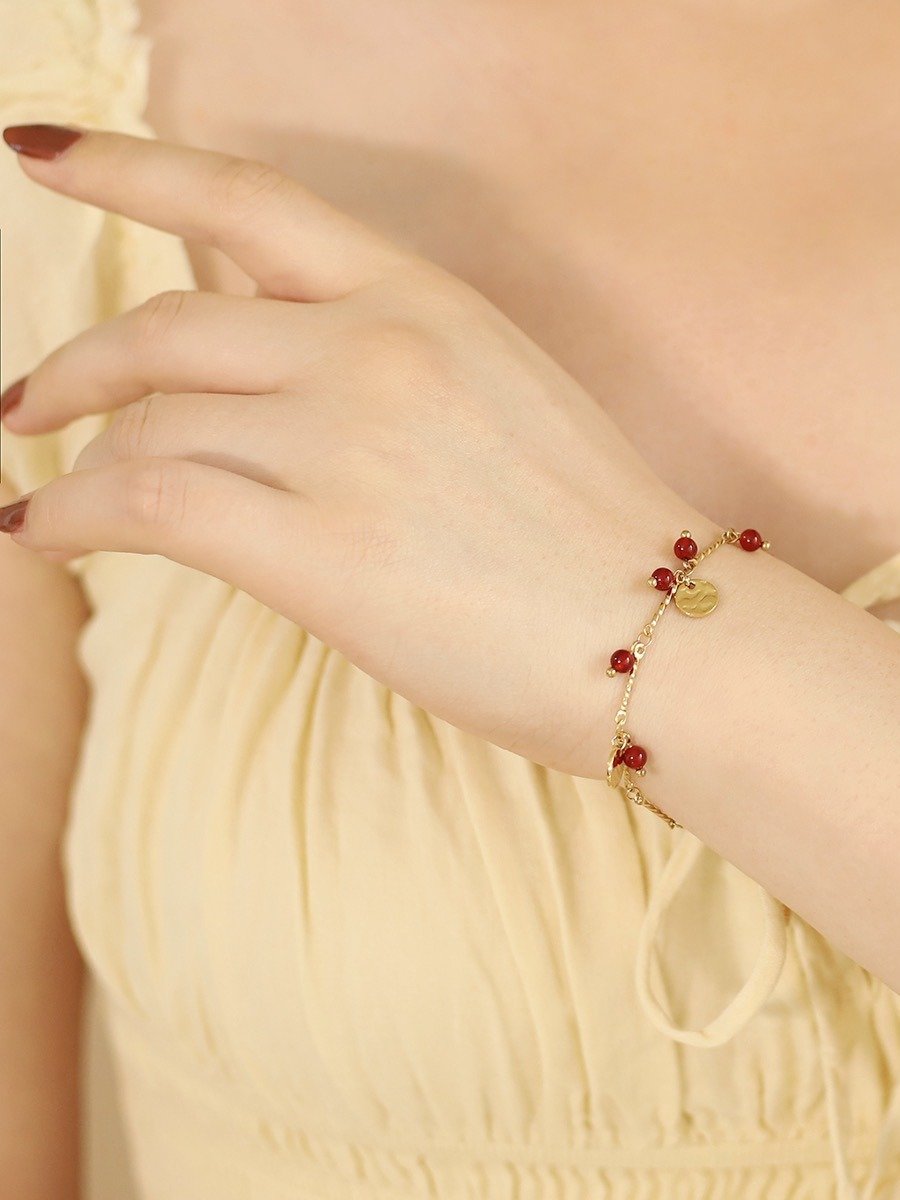 Red fruit cherry Bracelet | 18K Gold Plated product image (6)