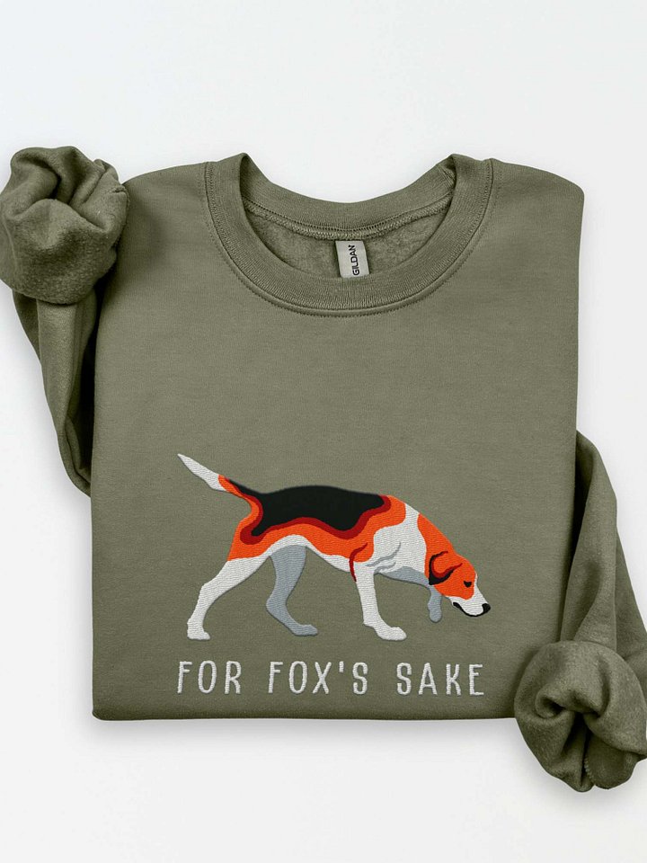 For Fox's Sake Sweatshirt (Embroidered) of an American Foxhound(Tricolor) product image (1)