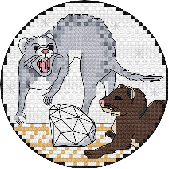 Zodiac Ferret - Aries Diamond Ferret Cross Stitch Pattern (Digital PDF) product image (1)