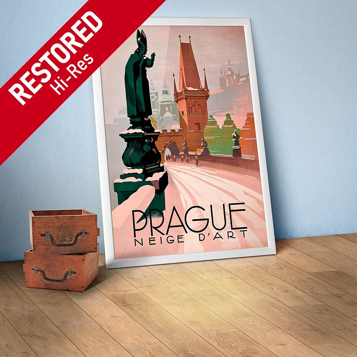 Prague Czech, 1930s — Retro travel poster, vintage travel print product image (1)