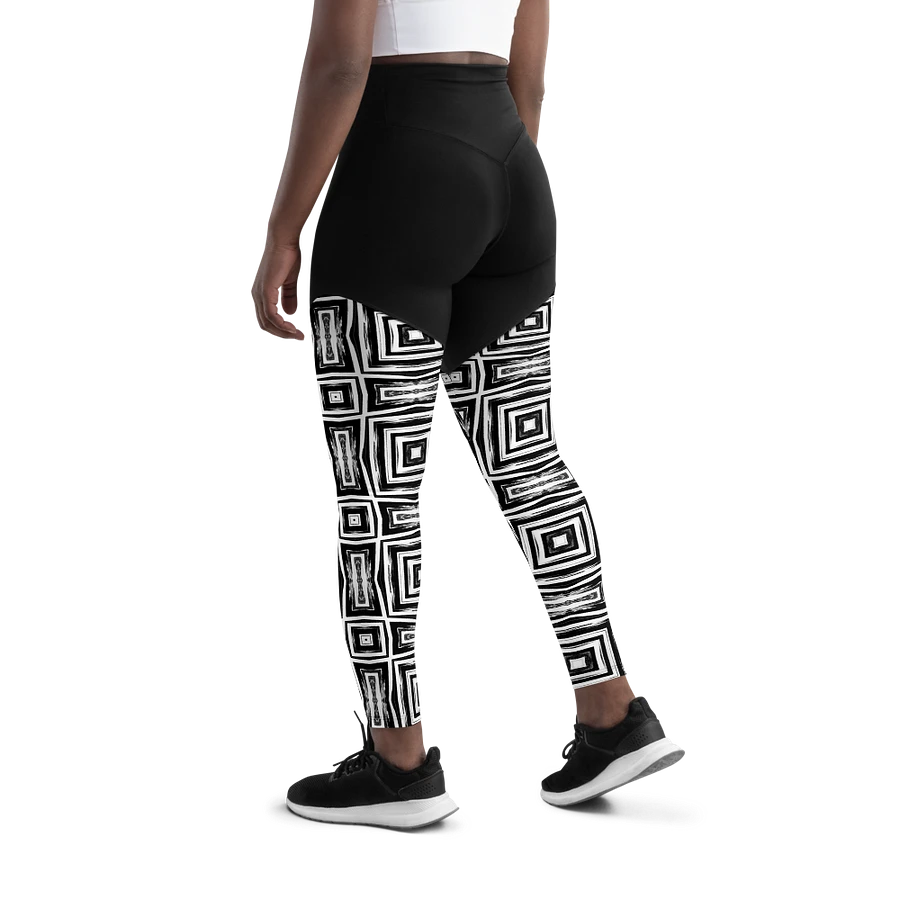 Abstract Monochrome Repeating Pattern Women's Sports Leggings product image (8)