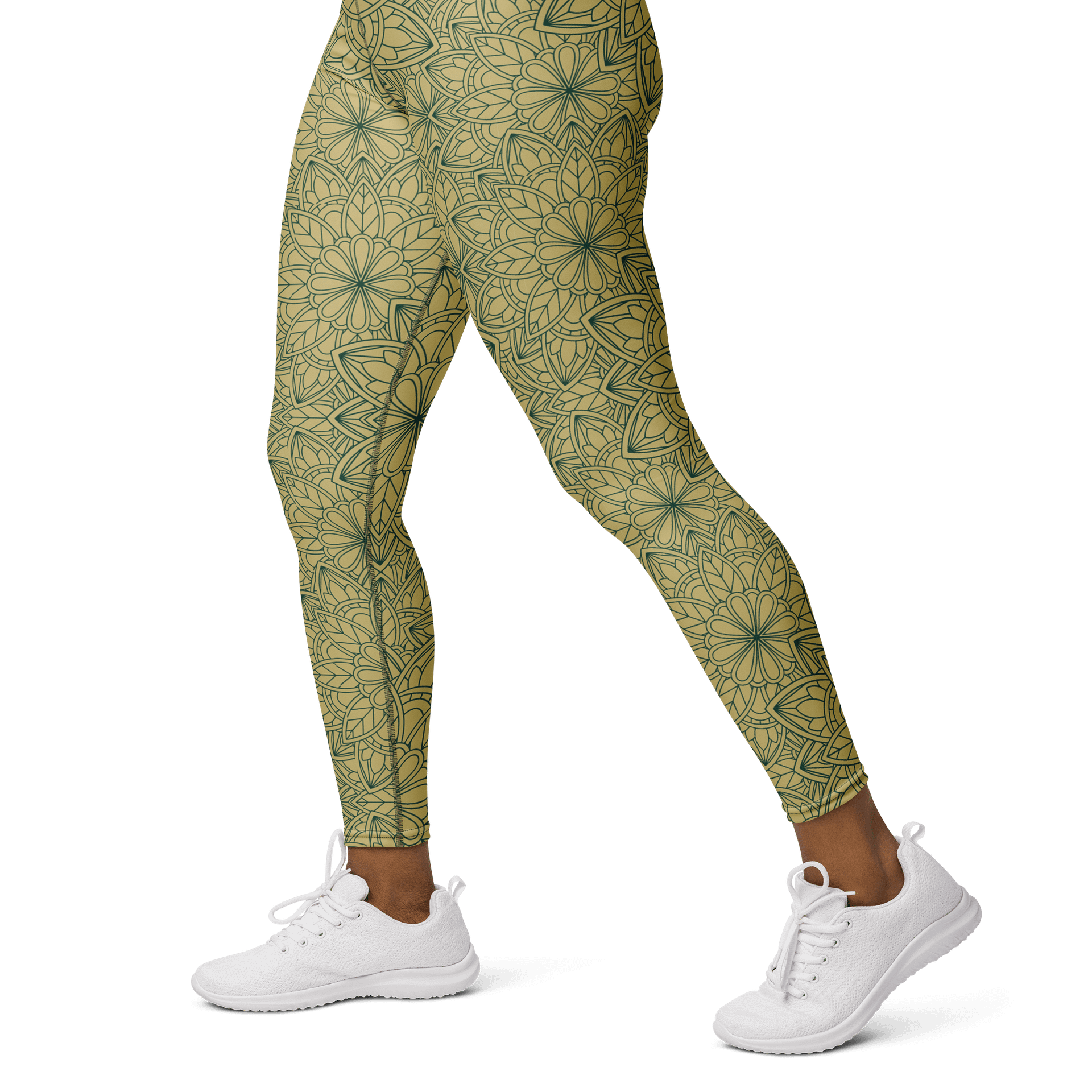Mandala Bloom Leggings - Golden Leaf & Floral Pattern product image (3)