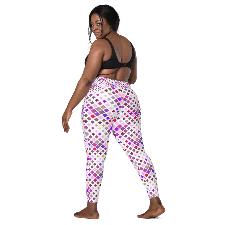 Colorful Square Pattern Design Leggings with Pocket - v11 product image (2)