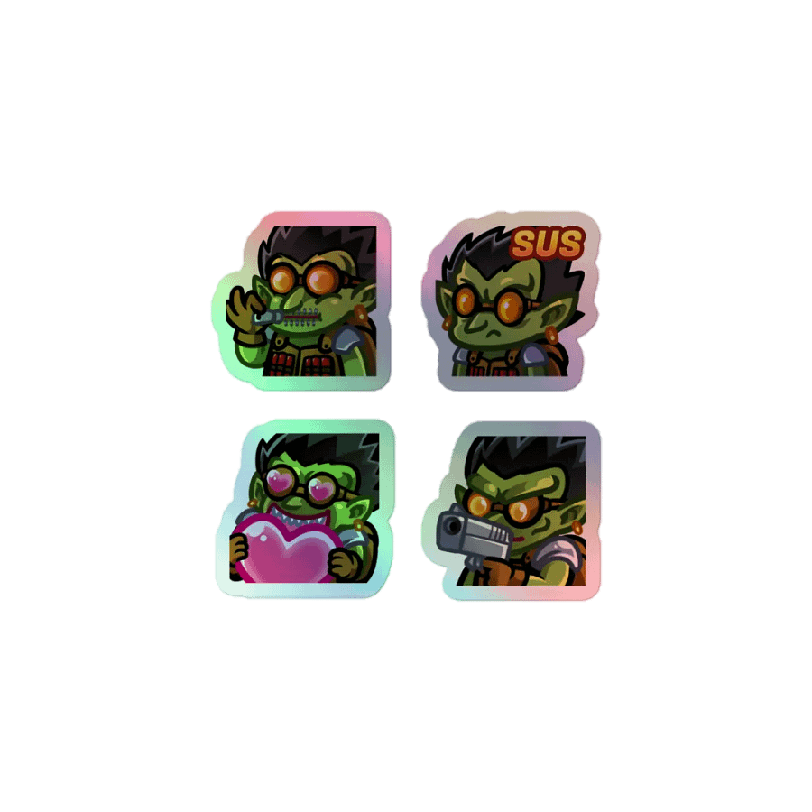 Goblin Emote Holographic Sticker Set C product image (1)