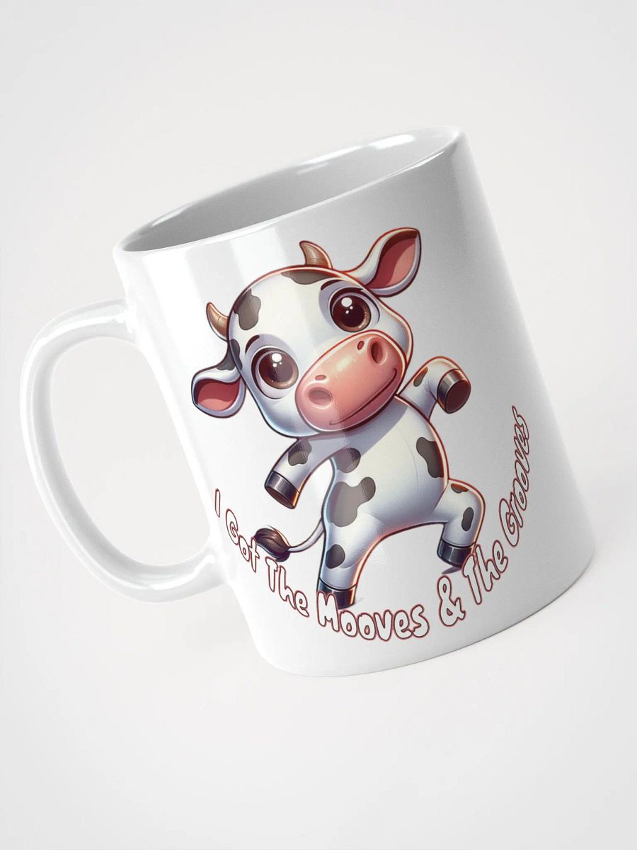 Adorable Dancing Cow Ceramic Mug - 'I Got The Mooves & The Grooves' Cute Cartoon Design product image (8)