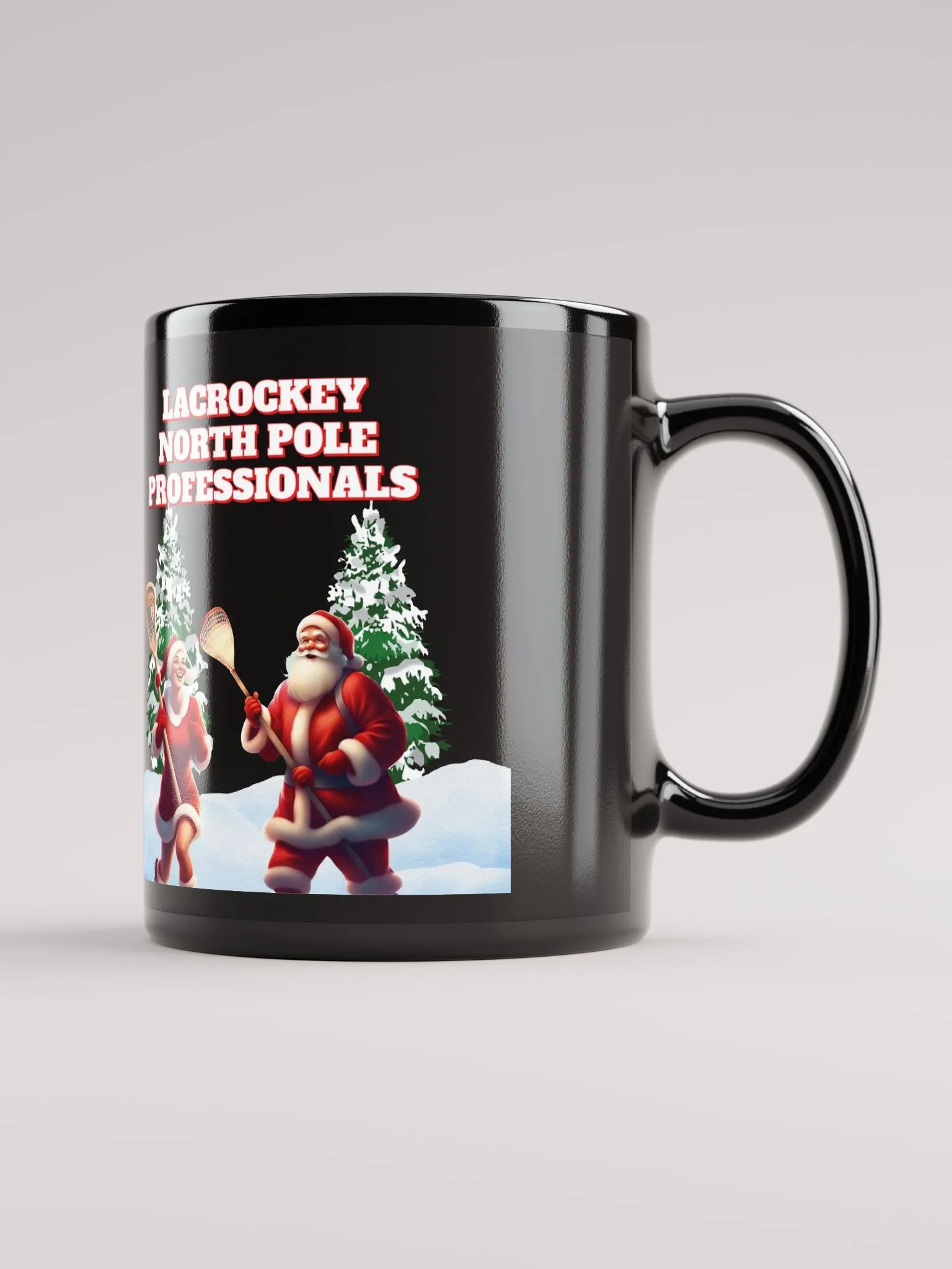 North Pole Lacrockey - Mr and Mrs Claus Black Mug product image (1)