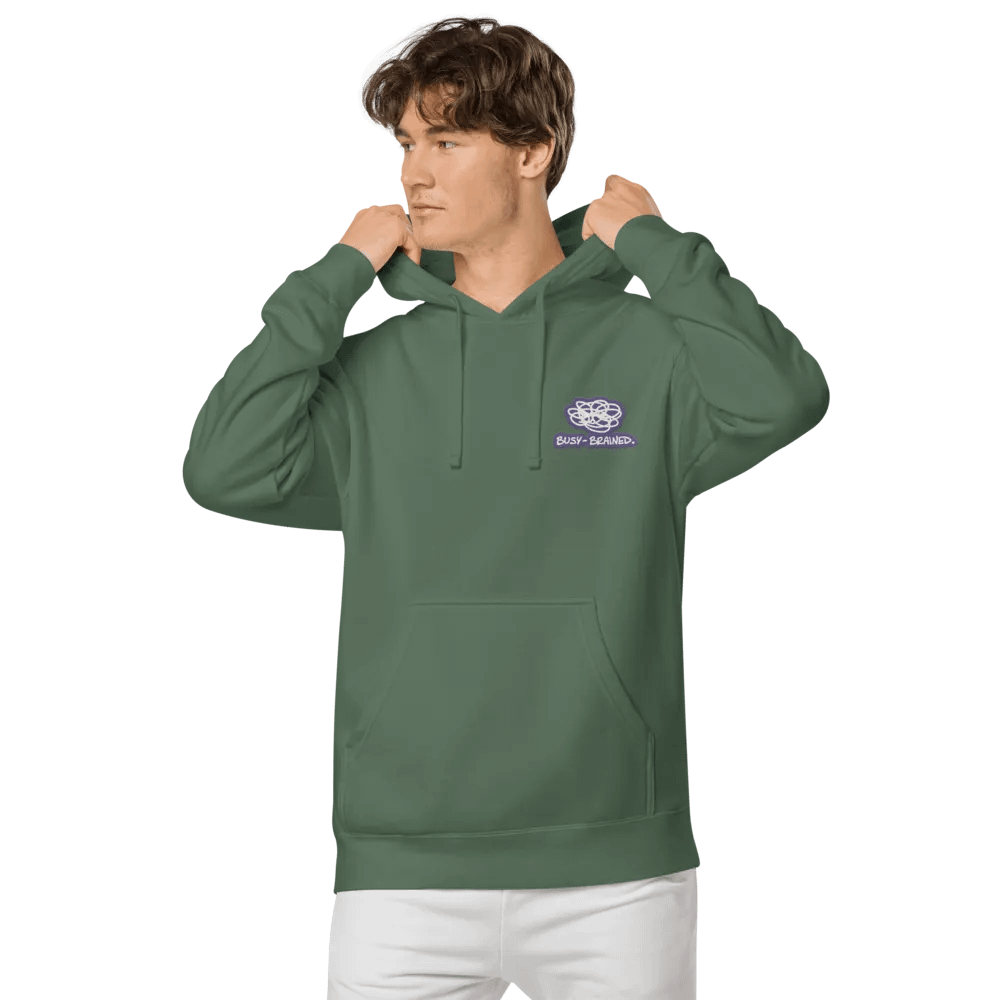 BUSY-BRAINED (L.C. purple bubble design 2) embroidered pigment hoodie product image (17)