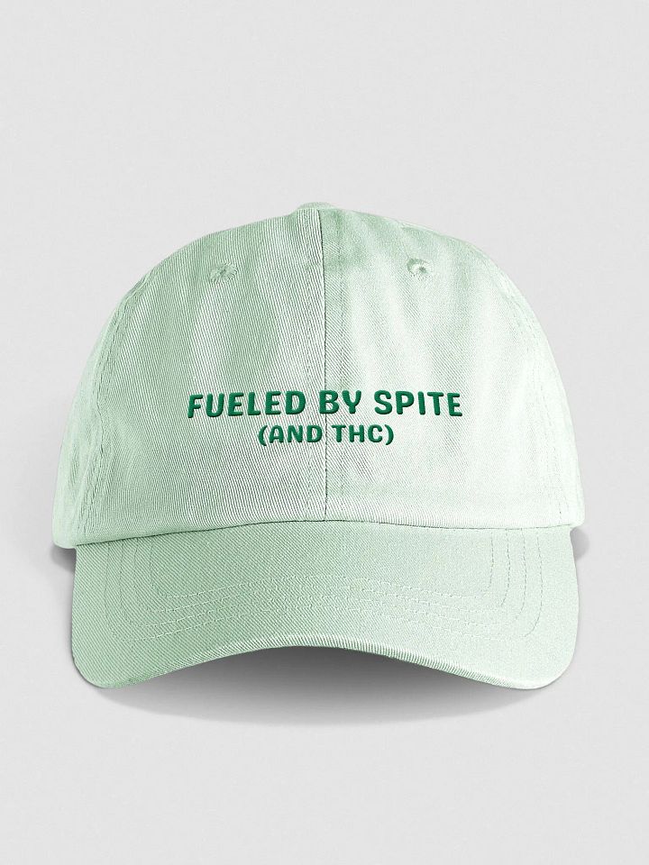 FUELED BY SPITE (green thread) embroidered pastel dad hat product image (1)