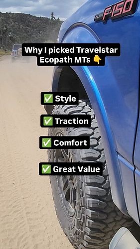From the streets to weekend adventures these @travelstar_tires EcoPath MTs have been doing great!

👏

#f150 #ford #tremor #4x...