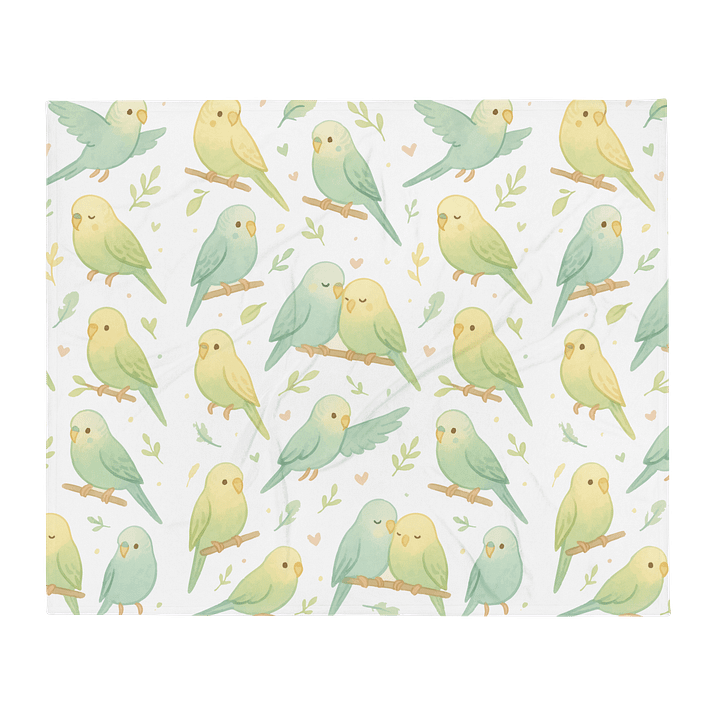 “Cuddle Budgies” Pastel Throw Blanket – Soft, Cozy & Adorably Feathered product image (2)
