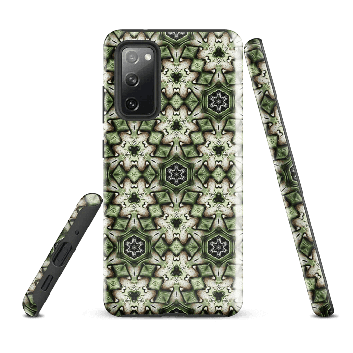 Tough Phone Case for Samsung® - Green and Beige Hex Geometric Pattern product image (1)