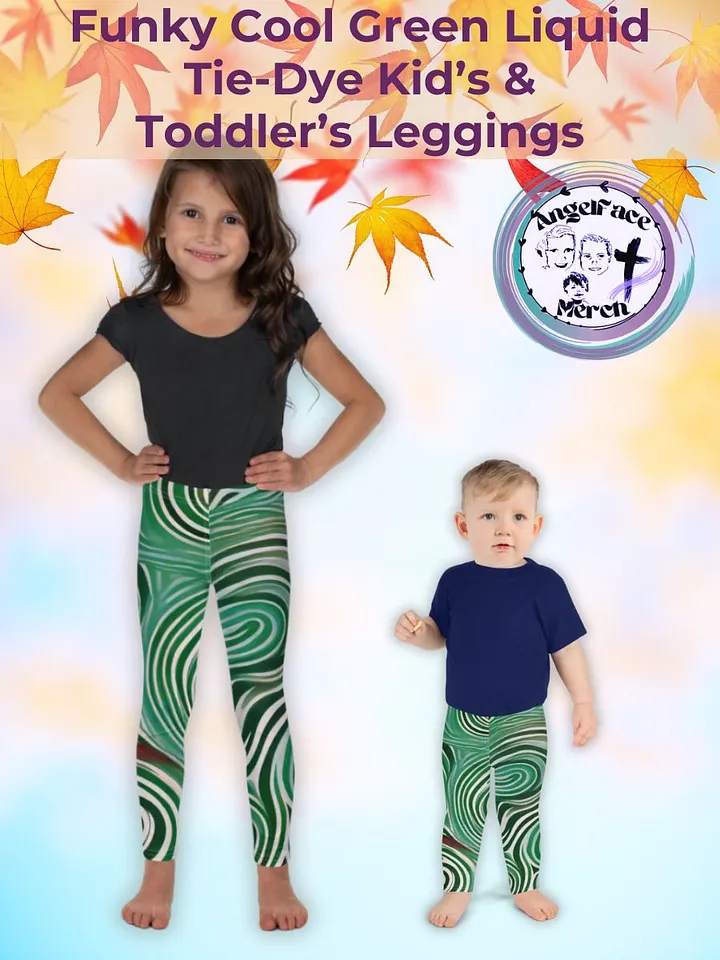 Funky Cool Green Liquid Tie-Dye Kid's and Toddler's Leggings product image (1)