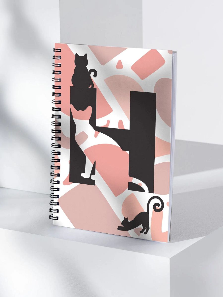 Monogram Letter H Cat Lover Geometric Pinks Notebook product image (4)