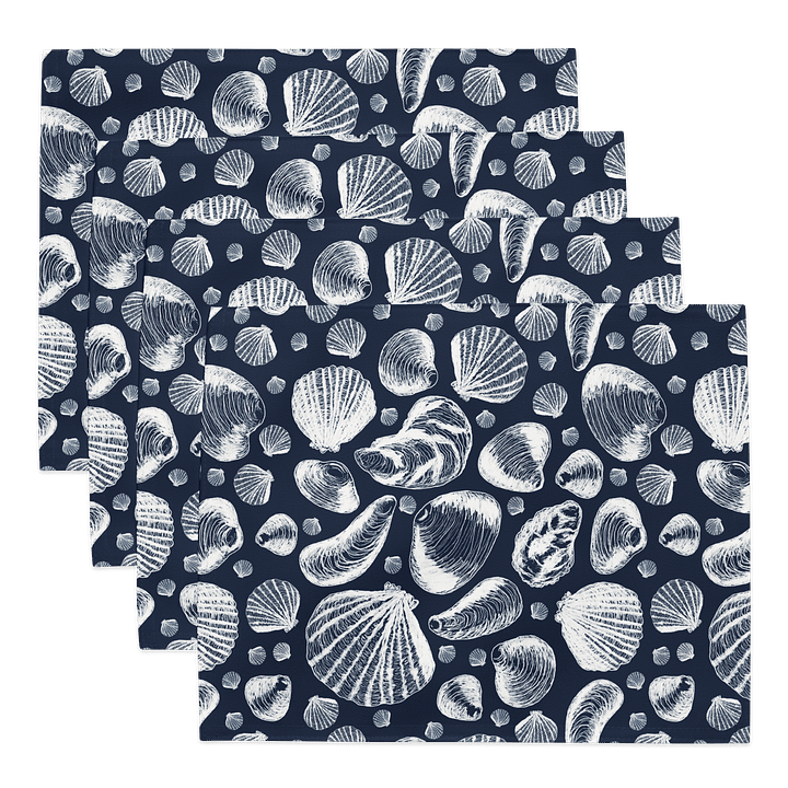New England Tidal Treasures Placemats – White on Navy, Set of 4 | MONIQUE FAELLA DESIGNS™ product image (2)