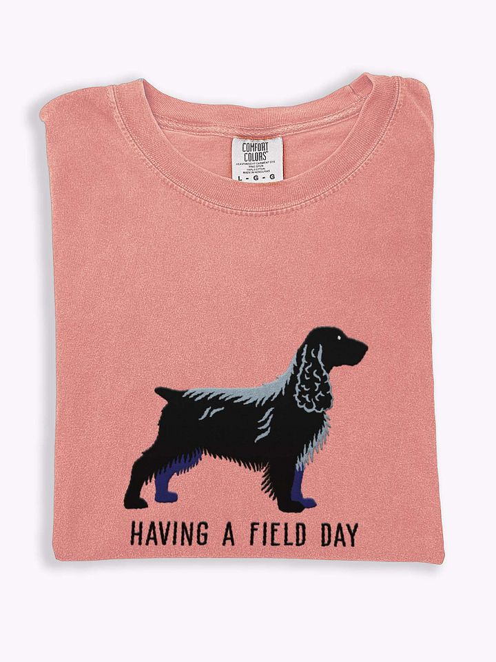 Having a Field Day T-Shirt(Embroidered) of a Field Spaniel(Black) product image (1)