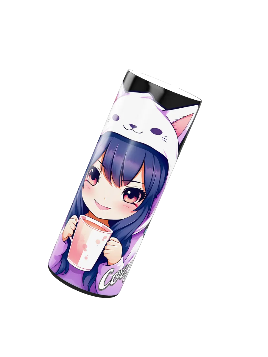 Cozy Kawaii Anime Girl 20 oz Skinny Stainless Steel Tumbler - Black product image (3)