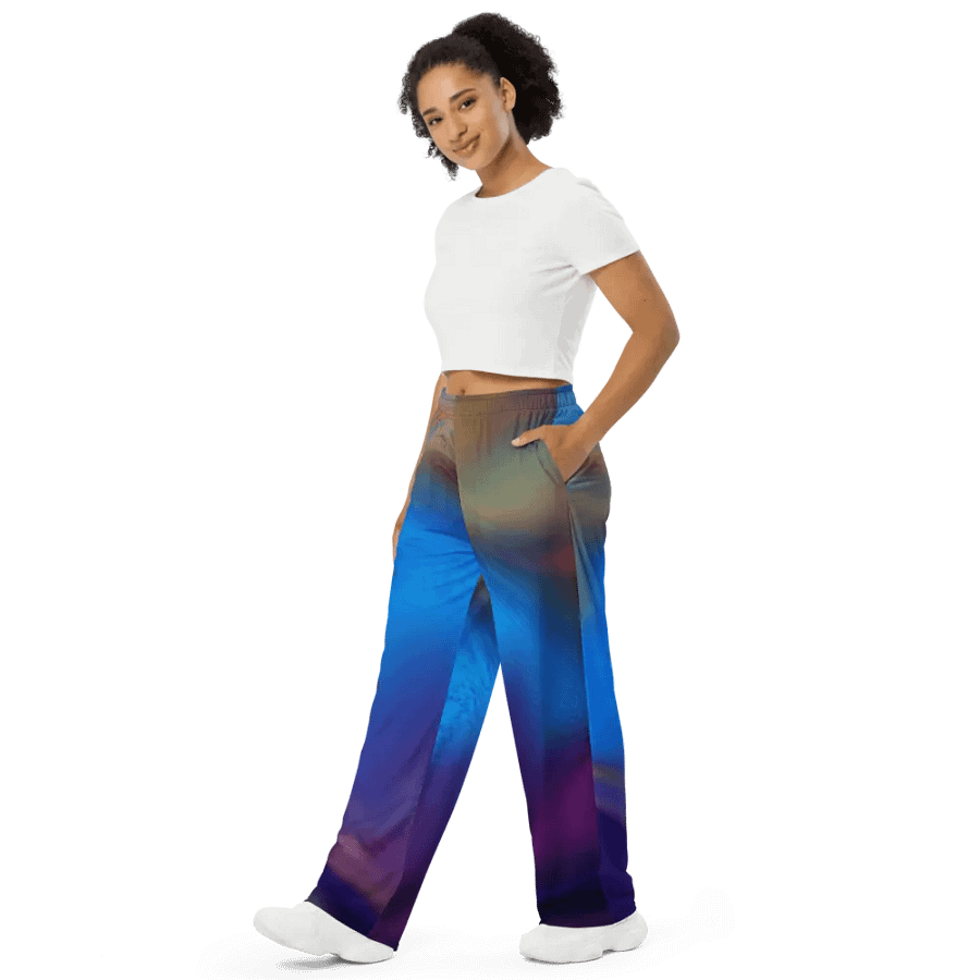 Rainbow Colorful Pattern Unisex Wide Leg Pants | Colorful Pants product image (10)