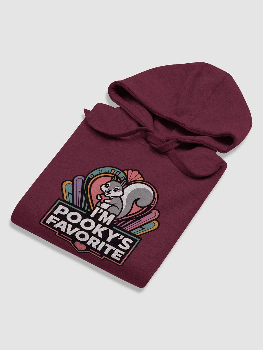 Super Soft Hoodie: Pooky's Favorite, Art Deco Fan and grey squirrel holding a fan, purple product image (6)