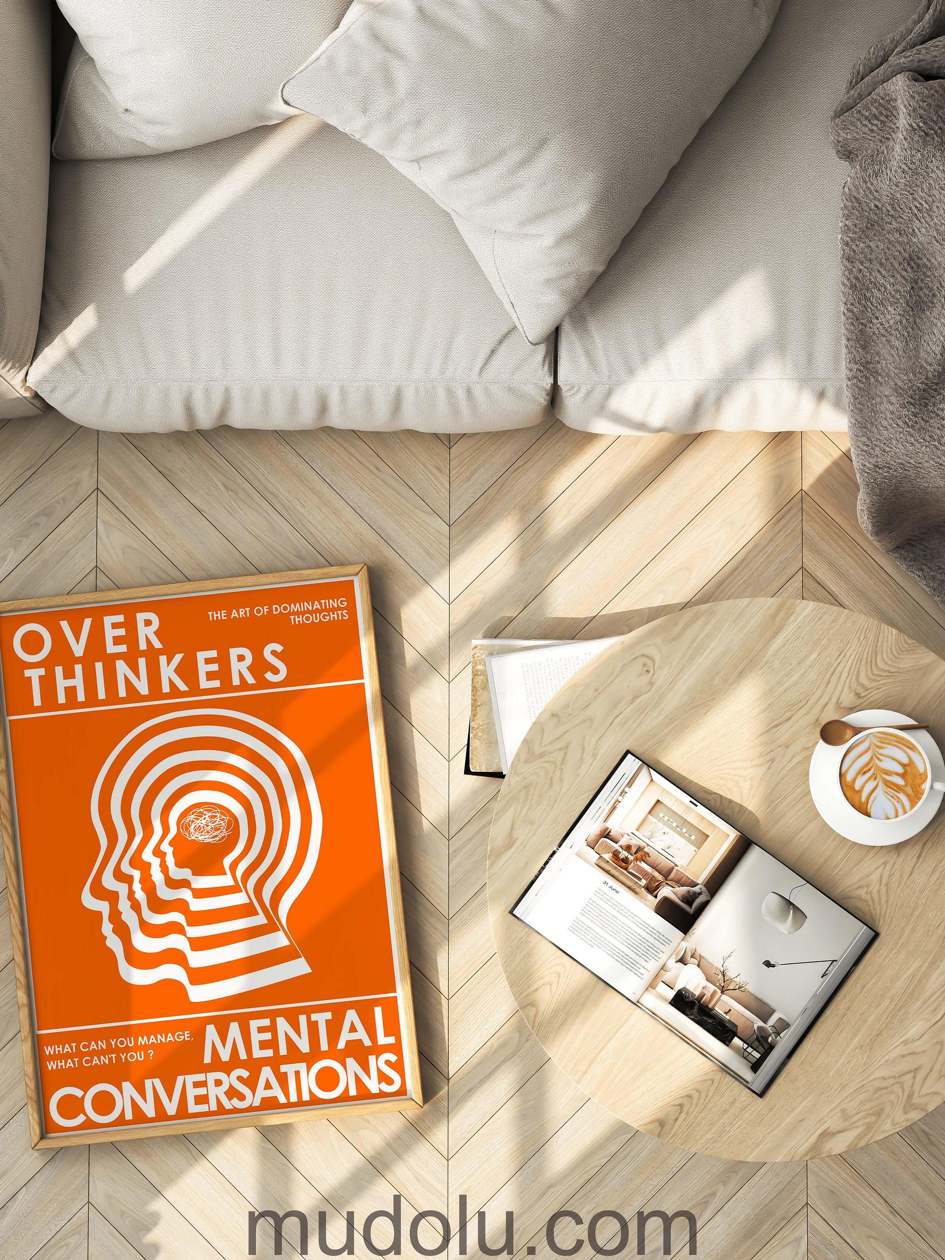 OverThinkers Wall art Poster Orange White product image (12)