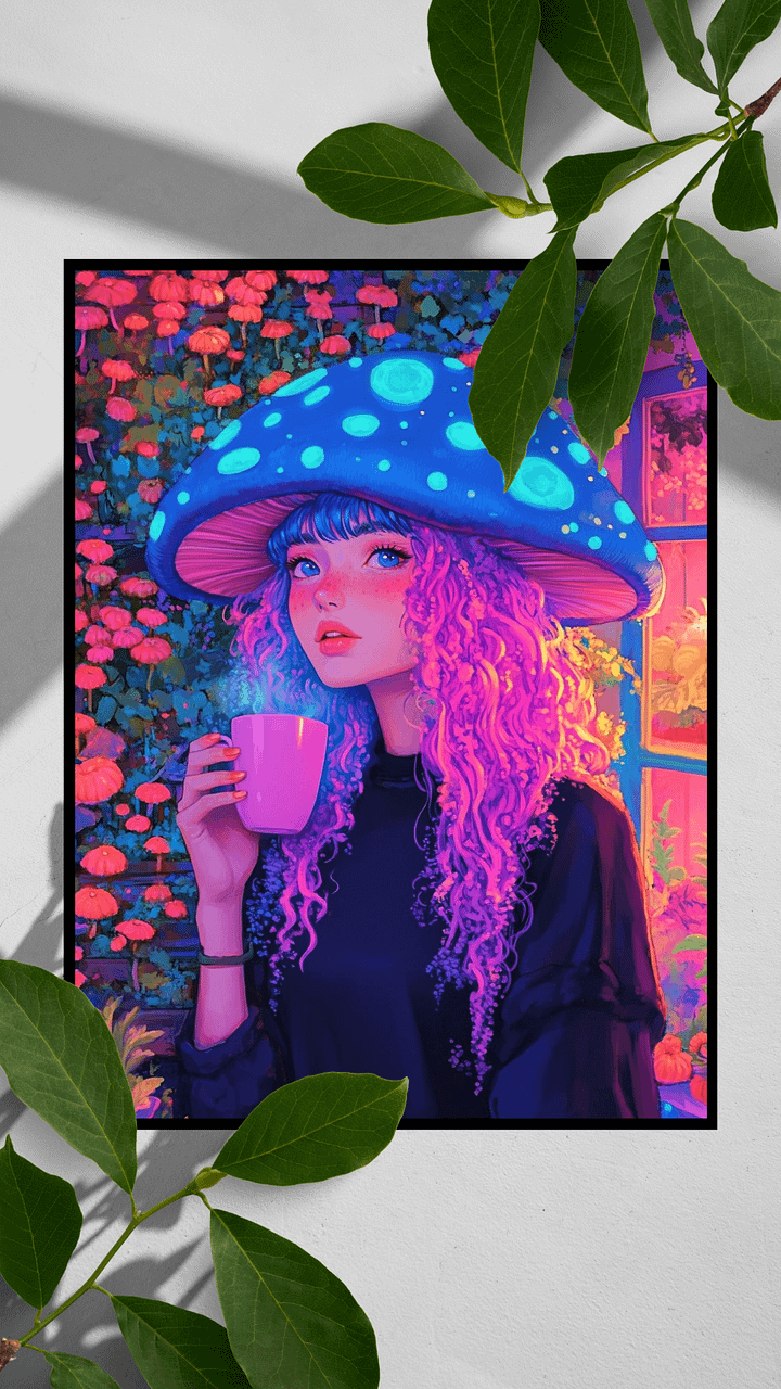Dreamy Mushroom Girl On Matte Poster Paper product image (1)