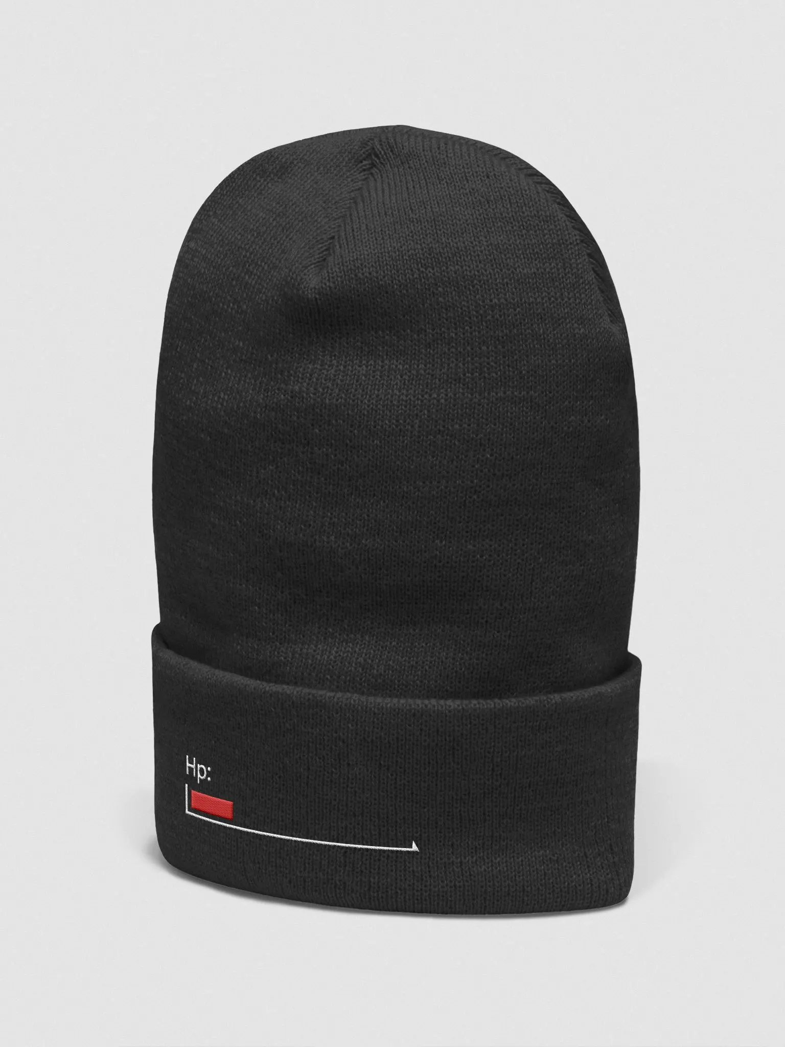 White Healthbar Embroidered on Black Cuffed Beanie product image (4)