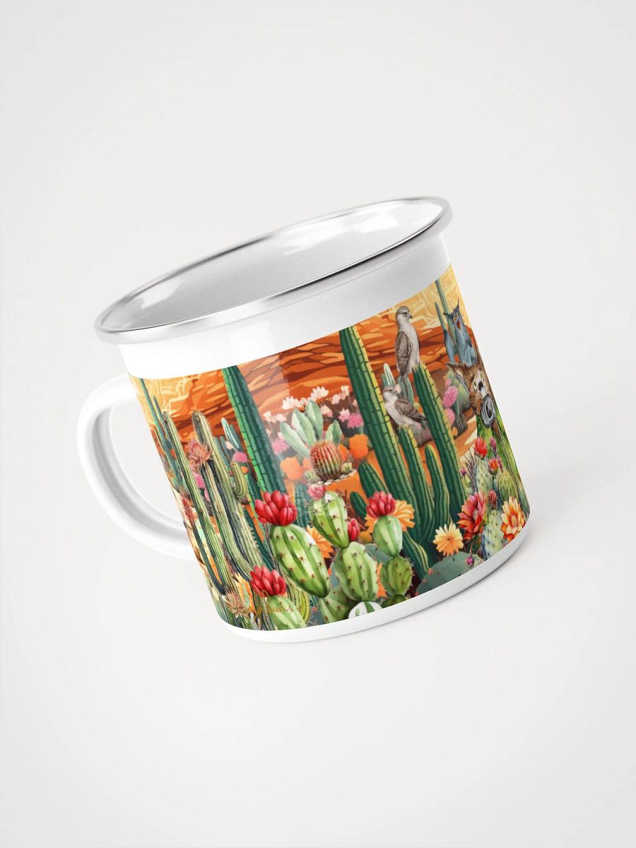 Desert Bloom: A Tale of Resilience Enamel Mug | Durable Outdoor Drinkware product image (4)