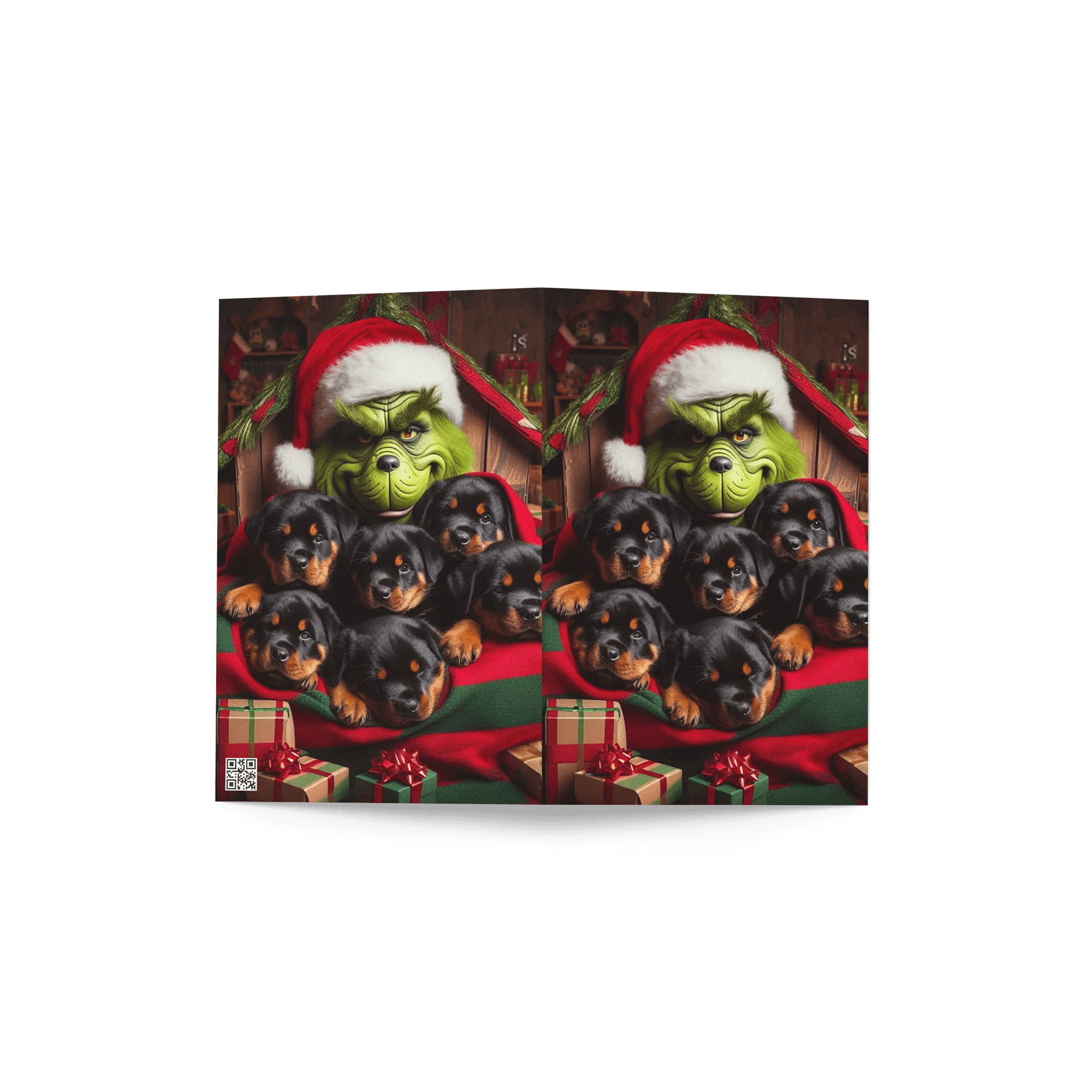 Grinch & Rottweiler Puppies Holiday Greeting Card product image (4)
