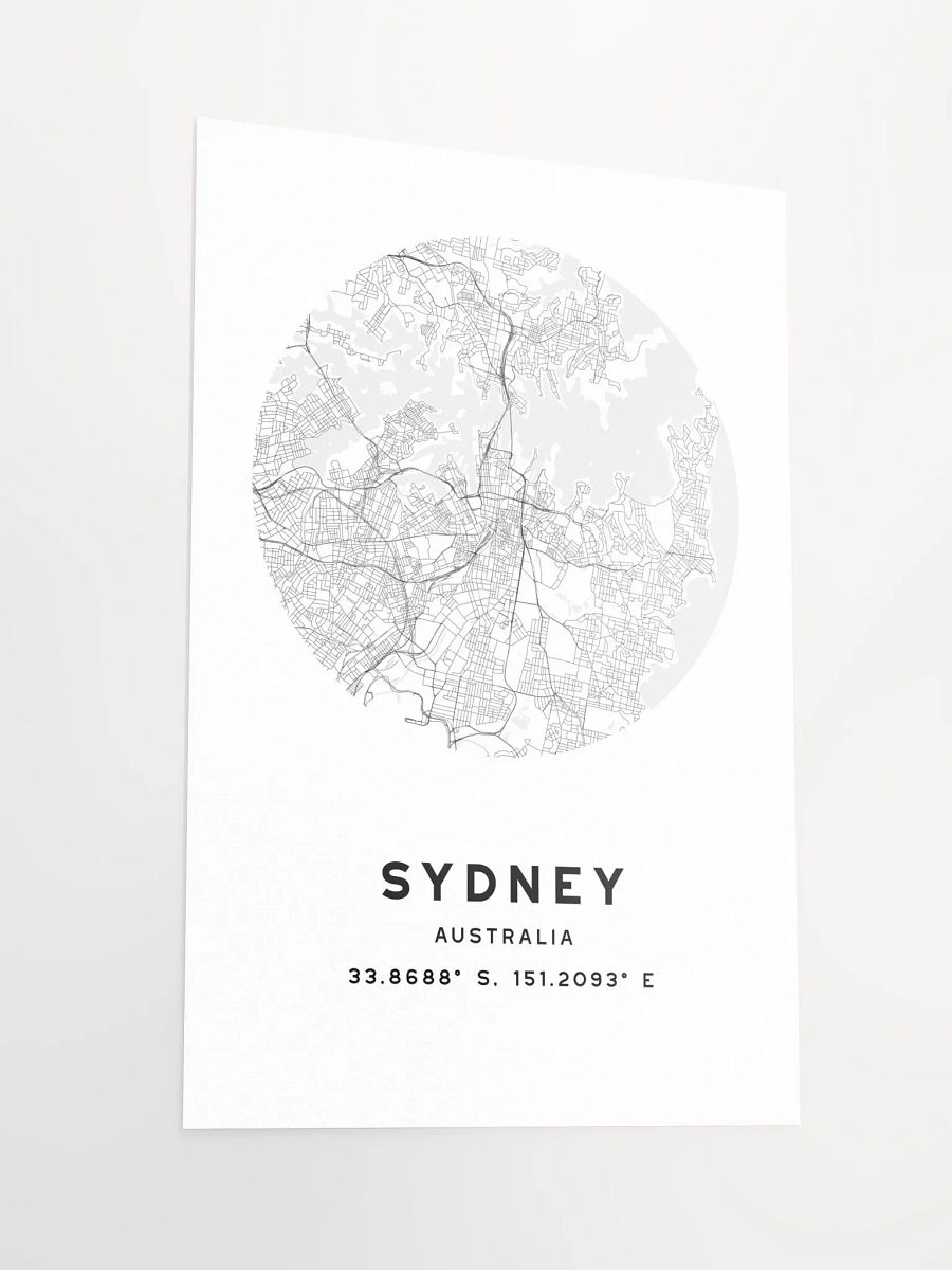 Sydney Street Map Poster – White Minimalist Circular City Art product image (5)