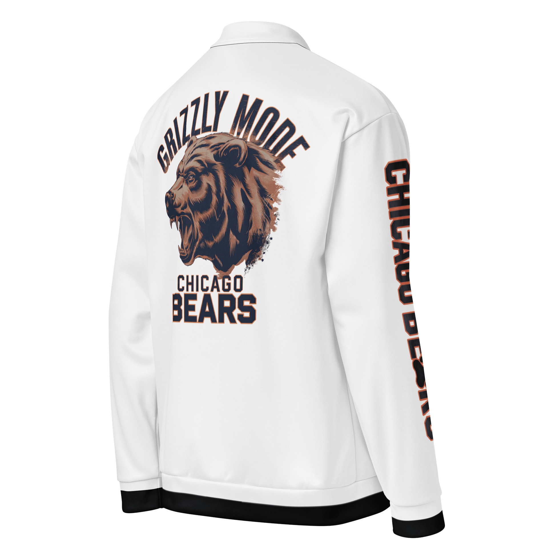 Grizzly Mode™ White Bomber Jacket with Black Trim | Chicago Bears | NFL Home Locker product image (4)