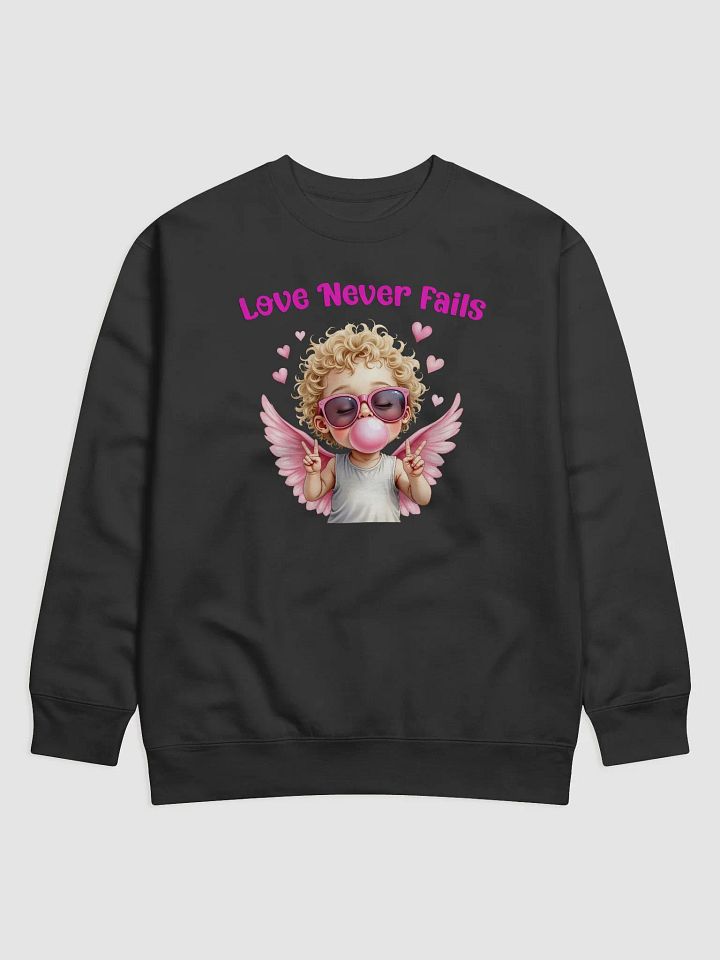 Love Never Fails Valentine Retro Cupid Valentine's Day Premium Sweatshirt product image (1)