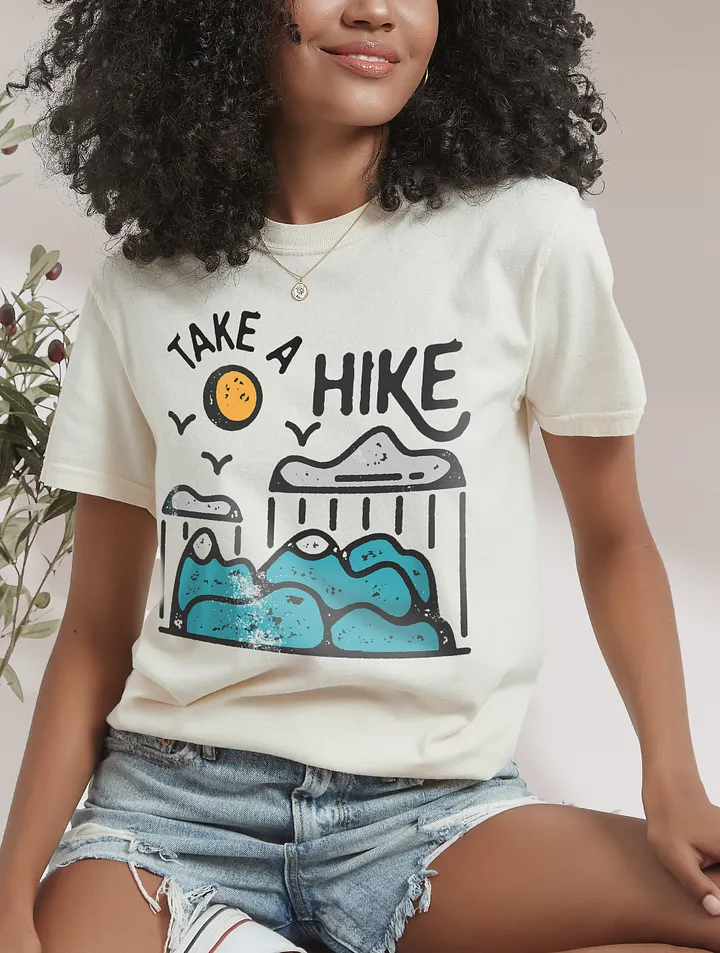 Take a Hike | Funny Retro-Style Minimalist Hipster T-Shirt of a Mountain Hiking Scene for Travel, Vacations, and Hiking product image (15)