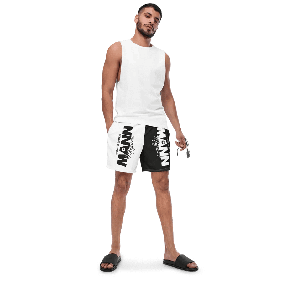 MANN Magazine Monochrome Unisex Swim Trunks product image (6)