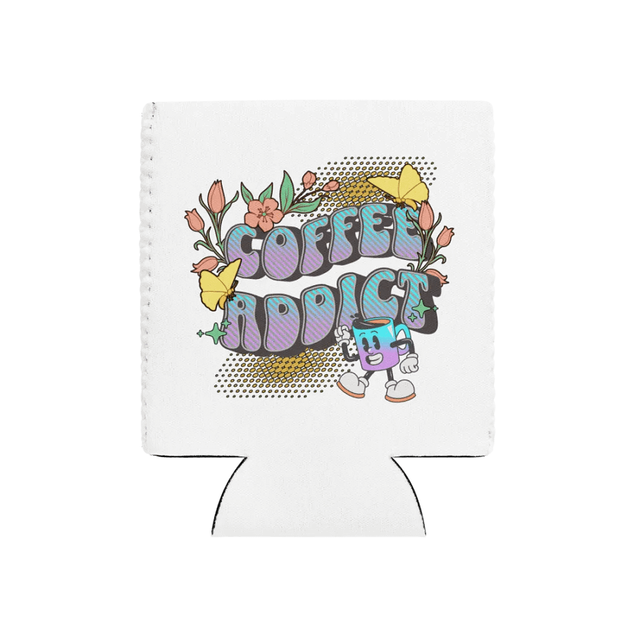 Coffee Addict Mascot Mug Whimsical Can Cooler product image (1)
