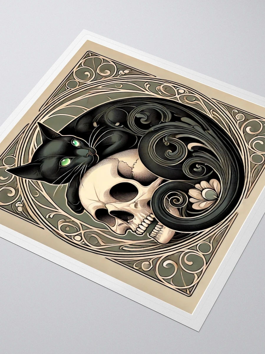 Art Nouveau Black Cat and Skull Vinyl Sticker – Mystical Gothic Decor product image (3)