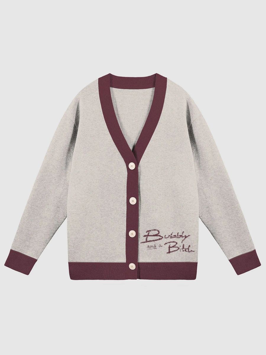 Bubbly and a B*tch (taupe and maroon sm. design) knitwear cardigan product image (3)