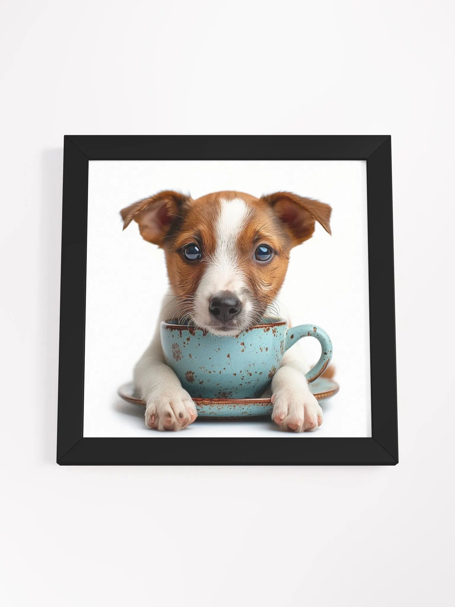 Coffee Lover Cute Jack Russell Terrier Puppy Framed Wall Art product image (2)