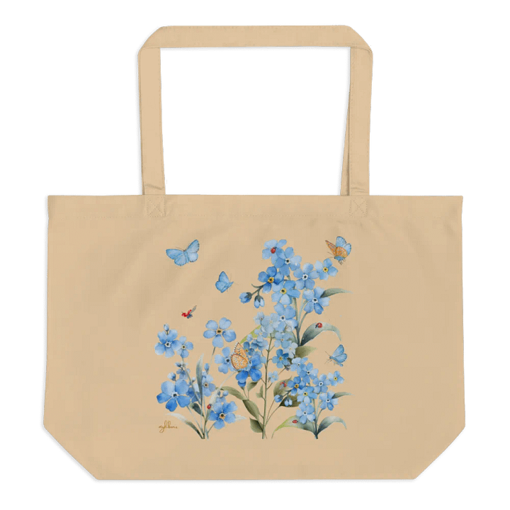 Forget-Me-Not Whispers Large Eco-Friendly Organic Cotton Tote Bag product image (6)