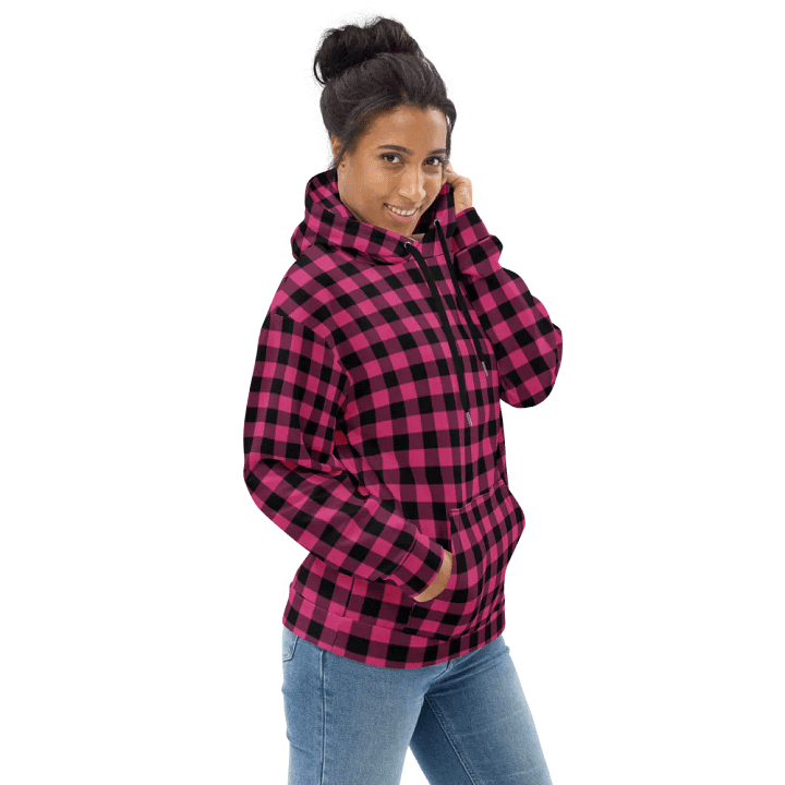 Pink Buffalo Checkered Plaid Hoodie product image (1)
