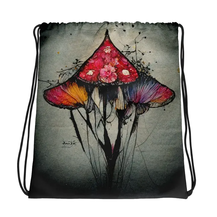 Vibrant Mushroom Madness Drawstring Backpack product image (1)