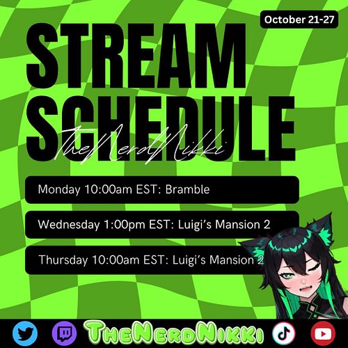 STREAM SCHEDULE TIME!!!

Hoping for a long stream on Wednesday 👻

There’s a be chance for a stream on Friday but since it’s u...